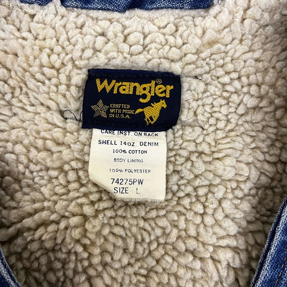 Wrangler Vintage 70s Sherpa Lined Denim Vest Size L - Picture 5 of 9